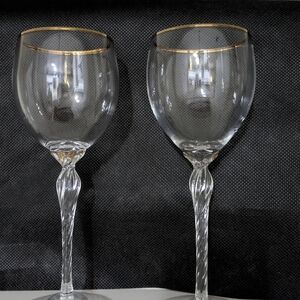 Lenox Crystal Citation Gold Trim Set of Two Water Goblets